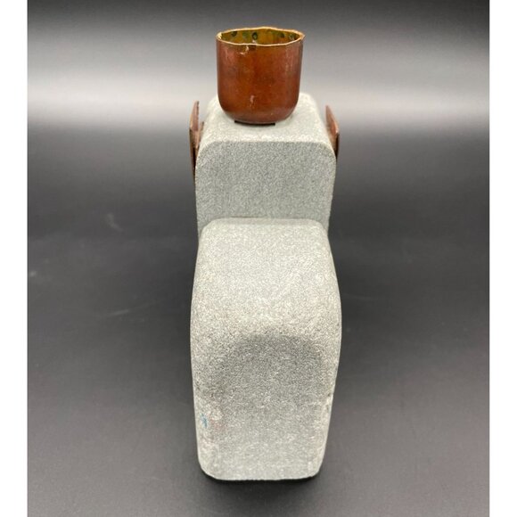 Modern Candleholder Vintage Maris Taylor Designs Stone Enamel Copper 1980s - Picture 3 of 11